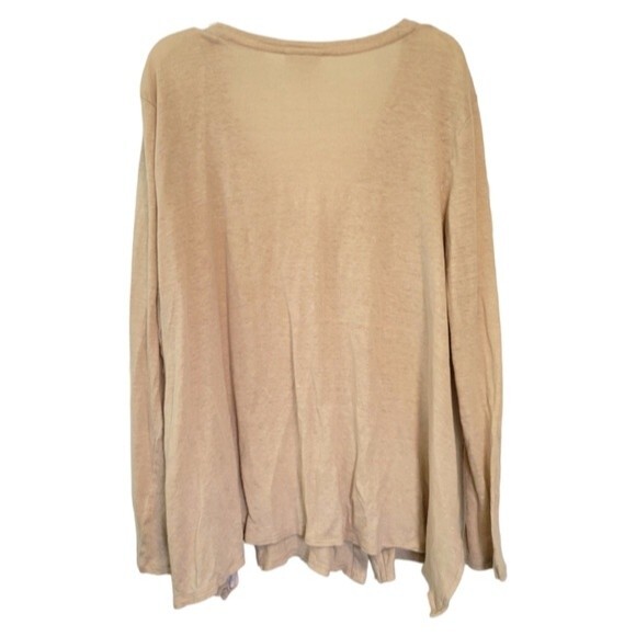 J. Jill Love Linen Beige Button Up Long Sleeve Top Size Medium lagenlook - Picture 2 of 6